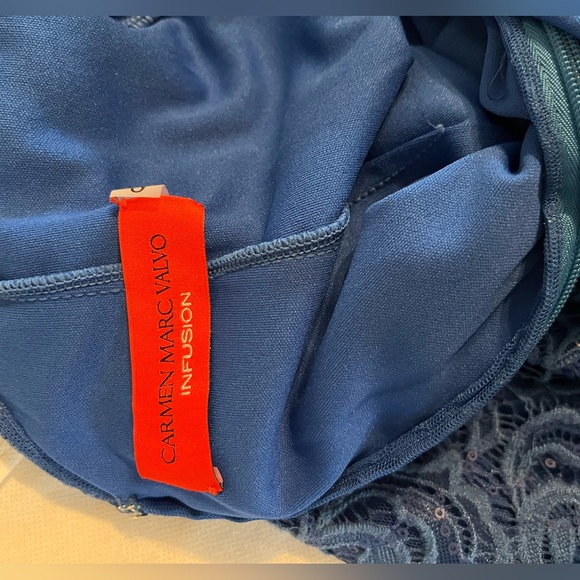 Floor-Length Blue Lace Formal Dress - Picture 3 of 3